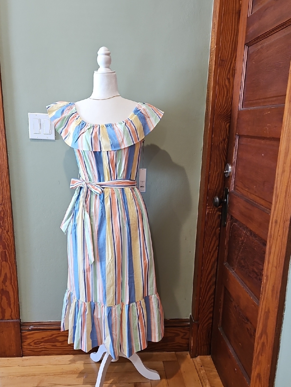 Draper James Pastel Multi-Stripe Midi Dress